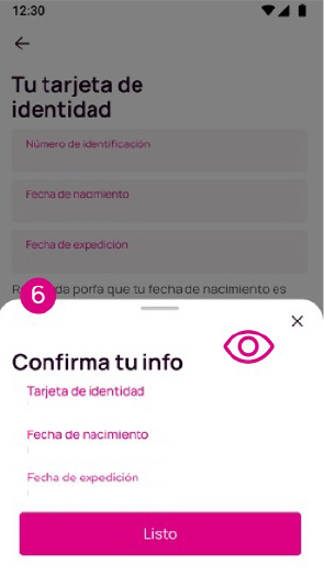 Pantalla de confirmación de tu información al crear Nequi.