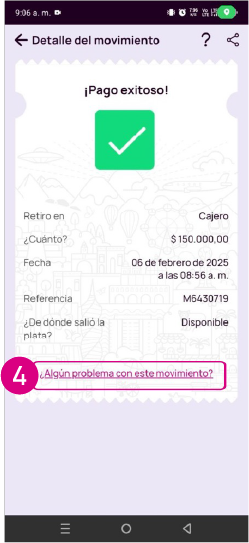 Pantalla detalle del movimiento en Nequi