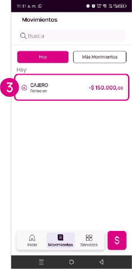 Pantalla de Movimientos de Hoy en Nequi