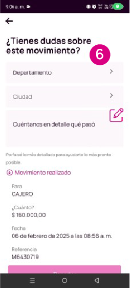 Pantalla tienes dudas con este movimiento en Nequi