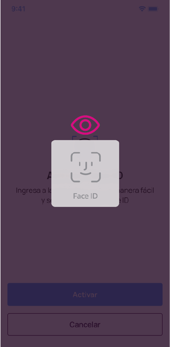 Pantalla para ingresar Face ID app Nequi Negocio.