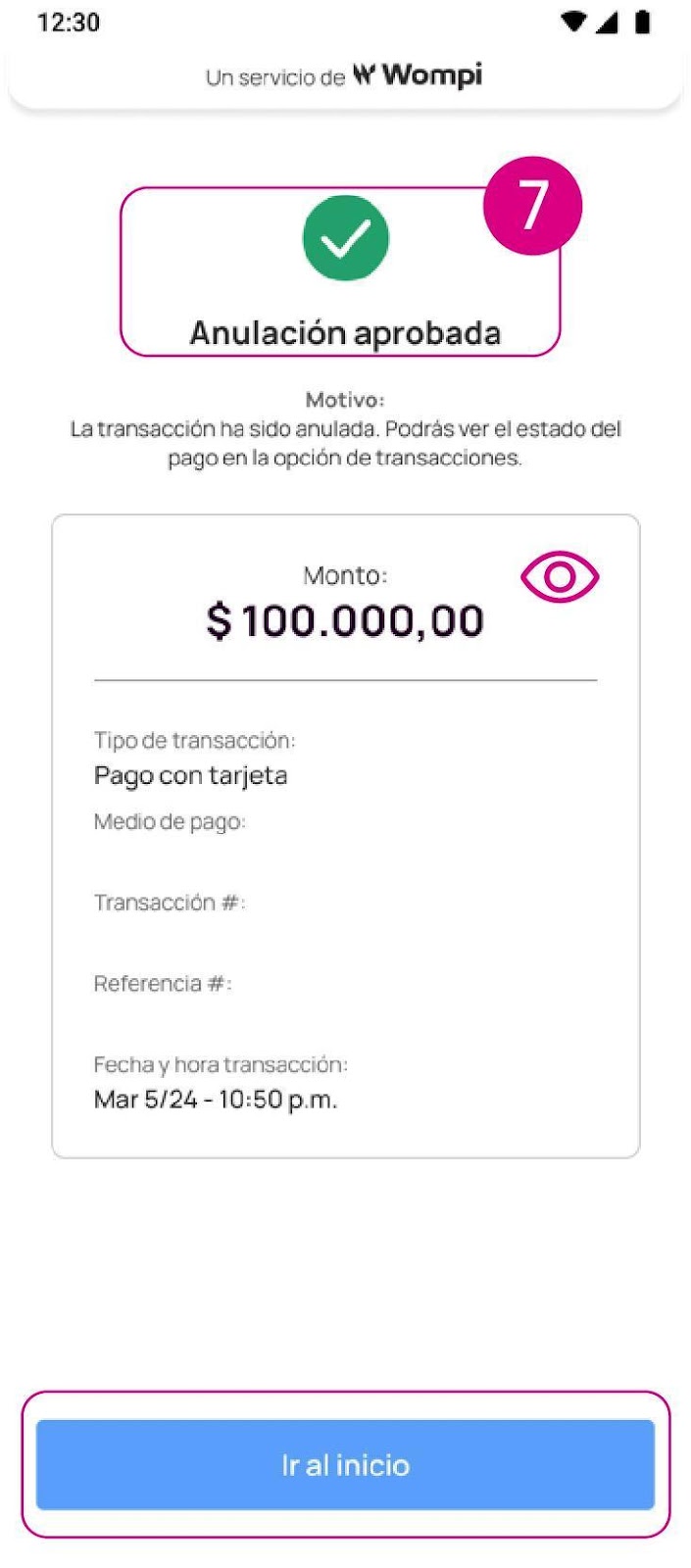 Comprobante App Nequi Negocios de anulación aprobada
