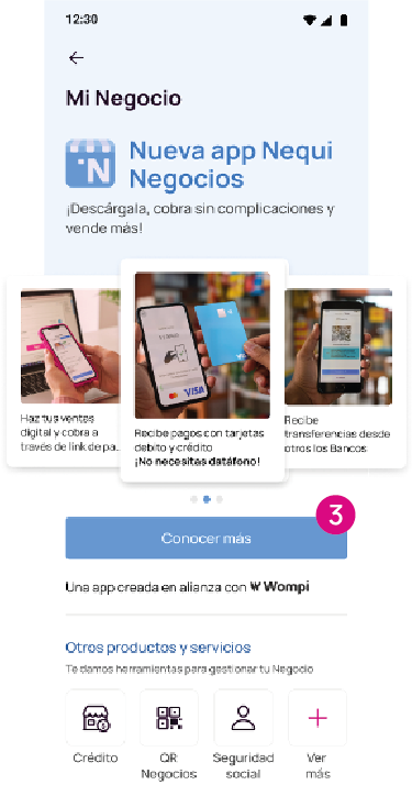 Pantalla de nueva app Nequi Negocio