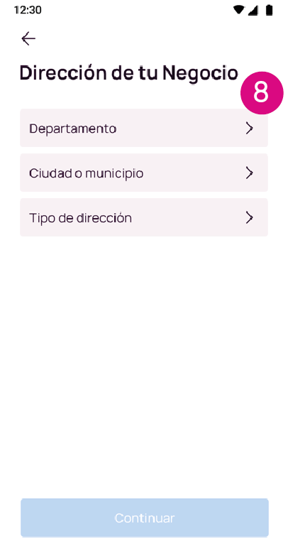 Pantalla dirección de tu negocio app Nequi Negocio