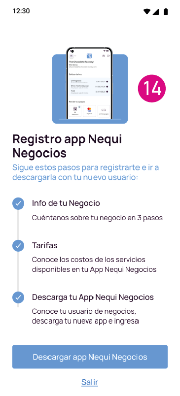 Pantalla de descarga app Nequi Negocio