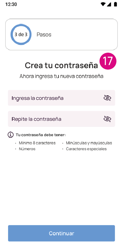 Pantalla de crea tu contraseña app Nequi Negocio