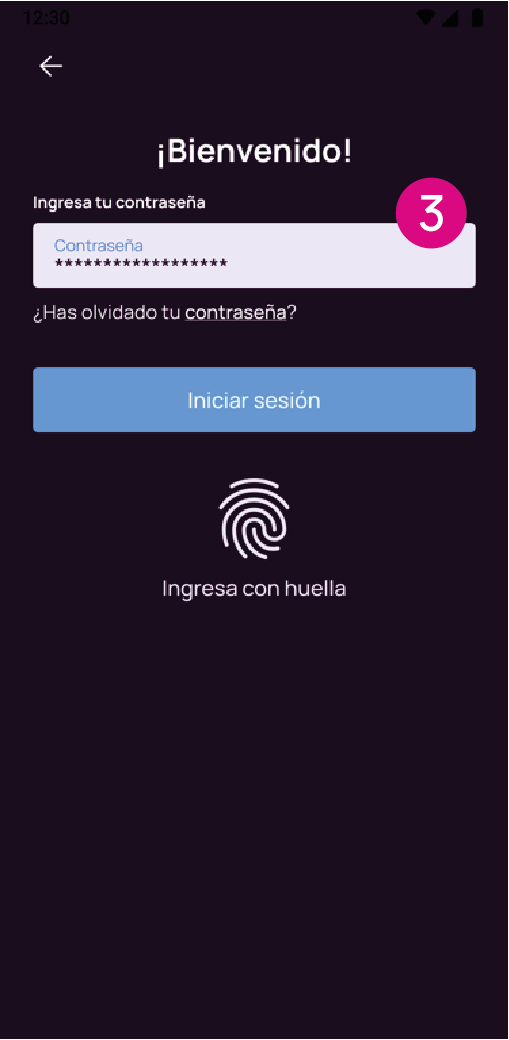 Pantalla de ingreso contraseña app Nequi Negocio