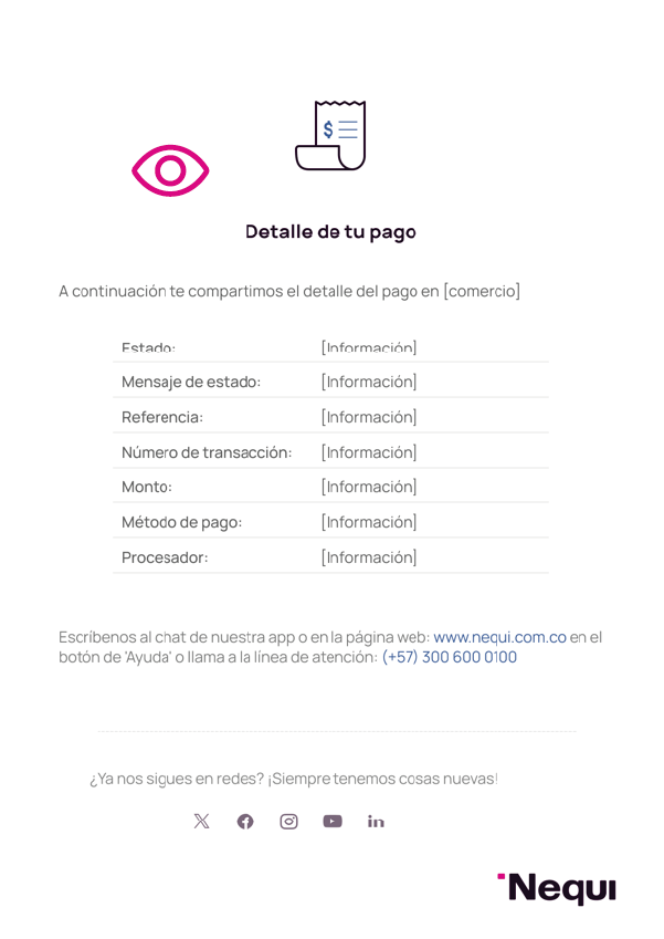 Pantalla de detalle de tu pago en app Nequi Negocio