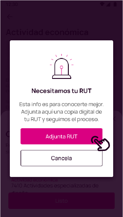 Pantalla de adjuntar RUT en Nequi