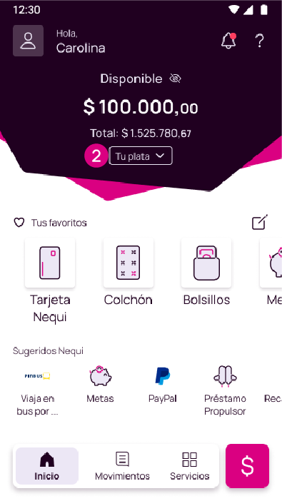 Pantalla tu plata en Nequi