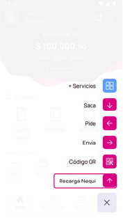 Recarga Nequi en la app