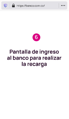 Pantalla de ingreso de otro banco