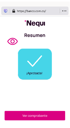 Resumen de la recarga a Nequi