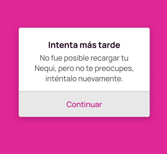 Intenta más tarde en la app Nequi