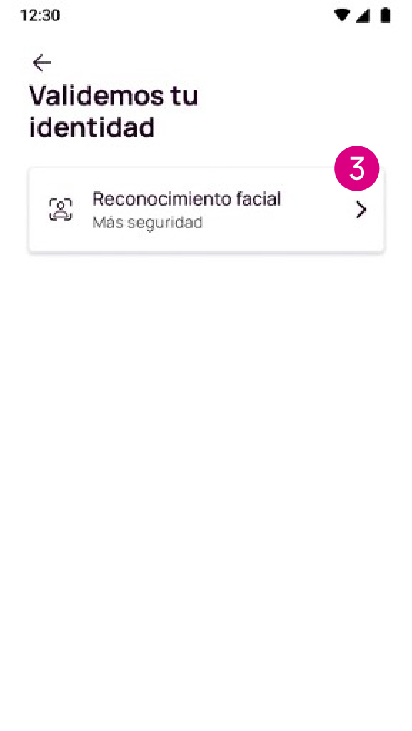 Pantalla de Reconocimiento facial en Nequi