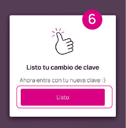 Pantalla Listo tu cambio de clave en Nequi