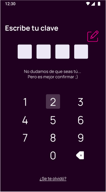 Escribe tu clave en la app Nequi