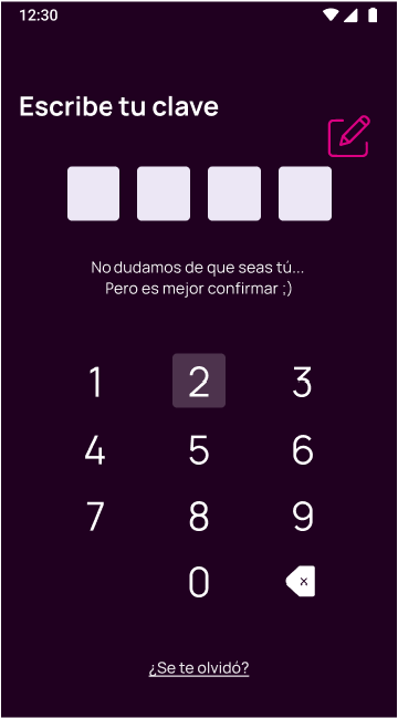 Escribe tu clave en la app Nequi