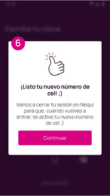 Listo tu nuevo número de cel en la app Nequi
