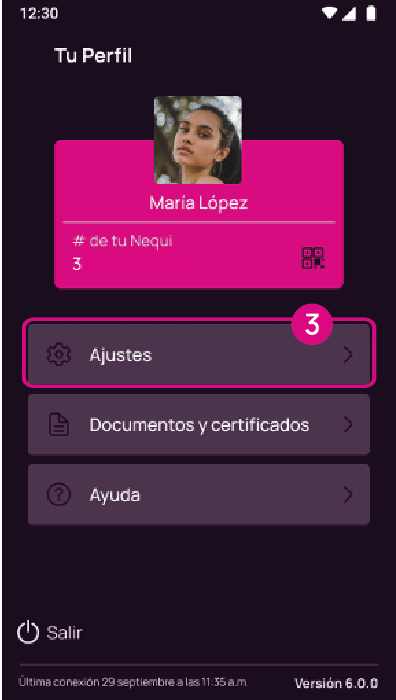 Ajustes en la app Nequi