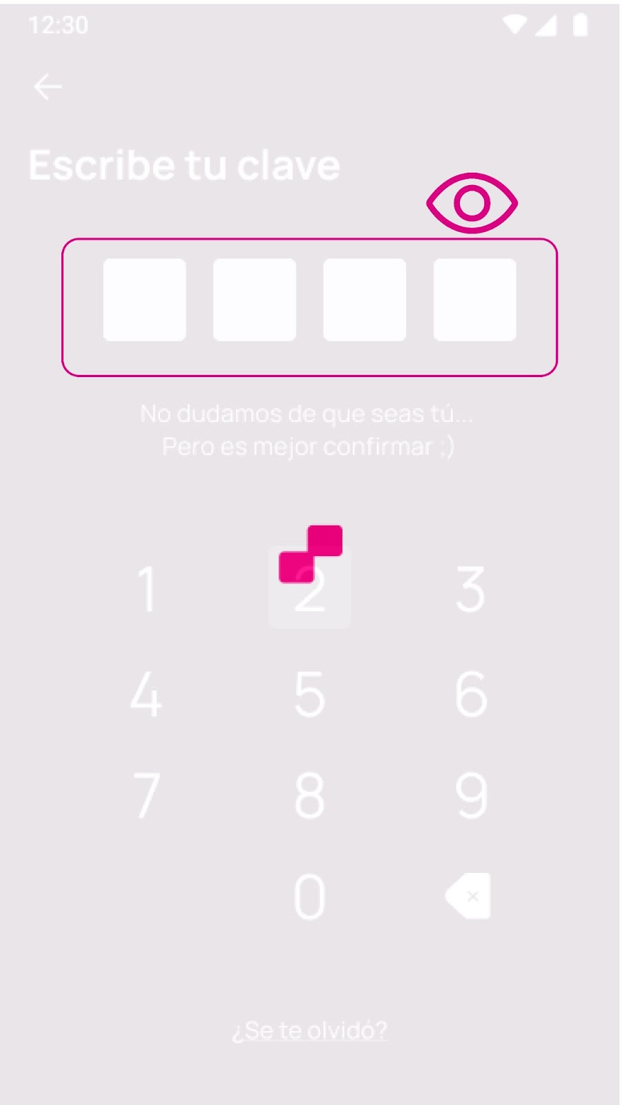 Pantalla de Escribe tu clave en Nequi