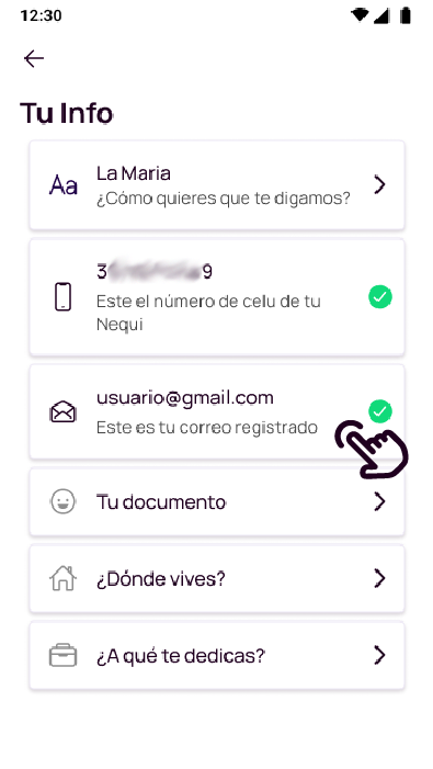 Tu correo en la app Nequi