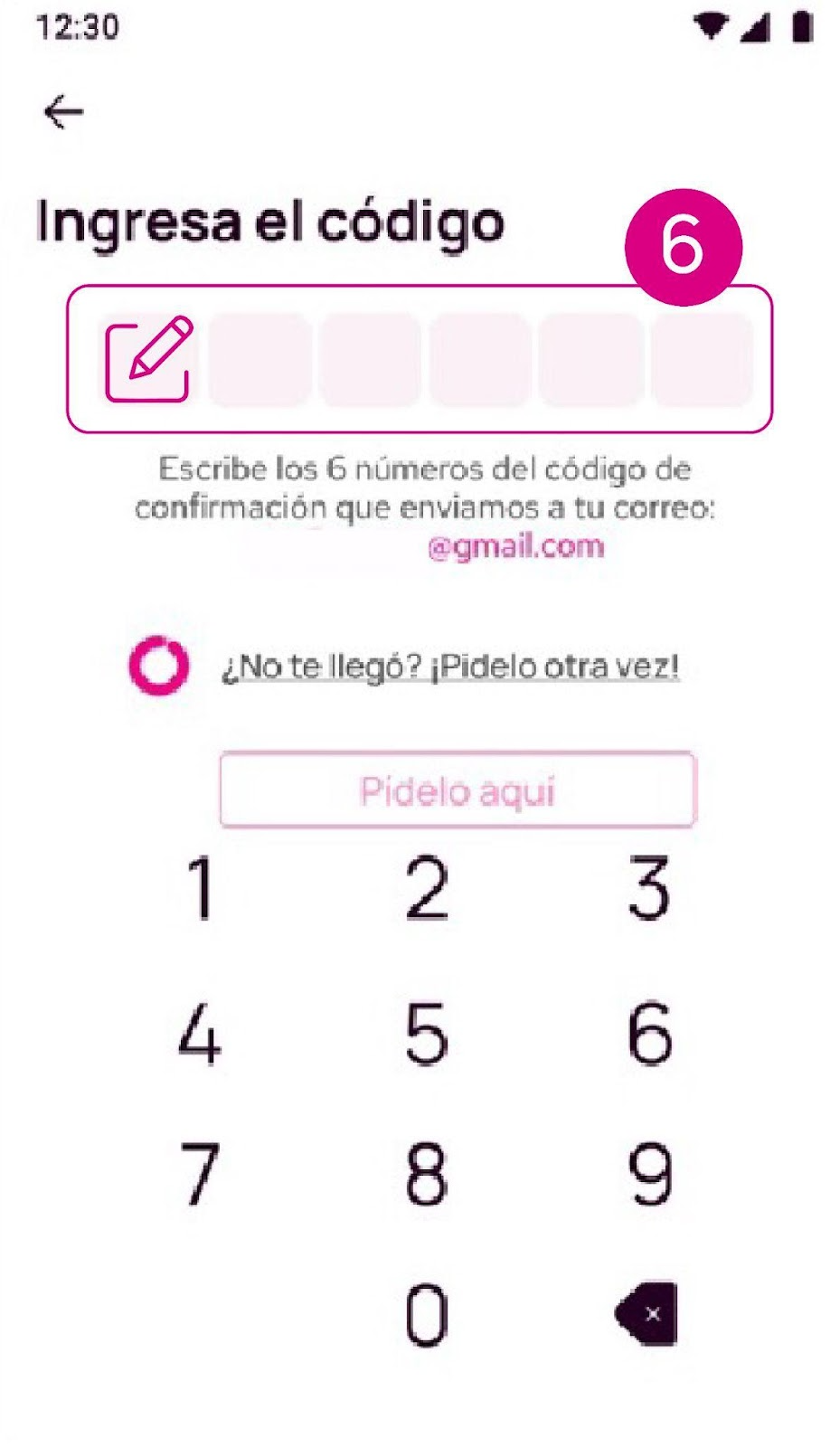 Ingresa el código en la app Nequi