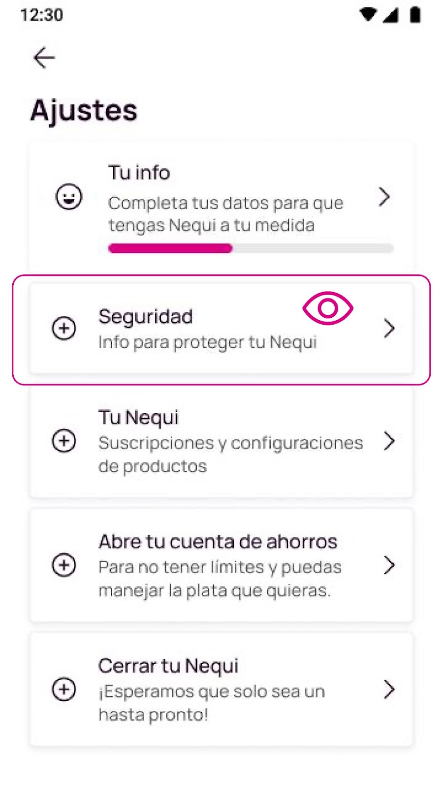 Seguridad en la app Nequi