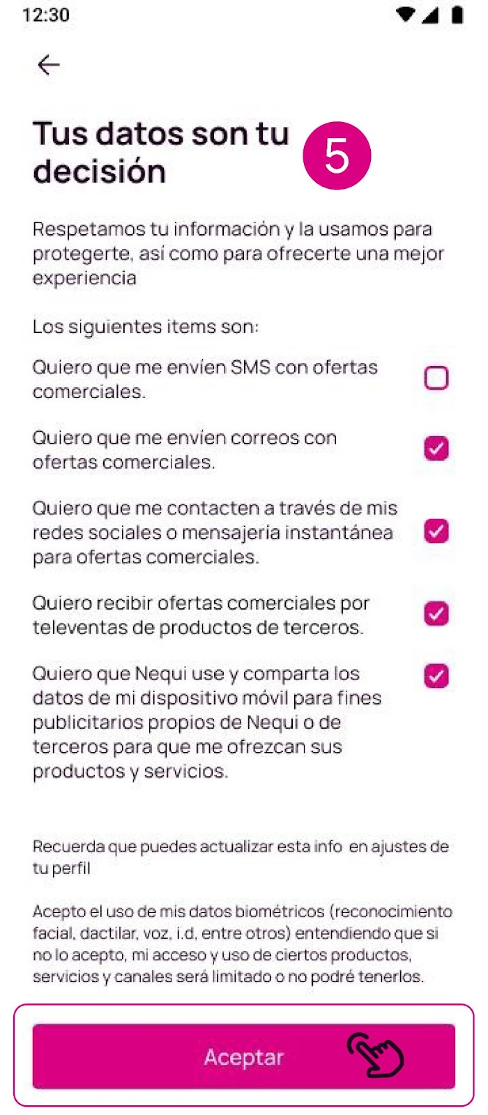 Tus datos son tu decisión en la app Nequi