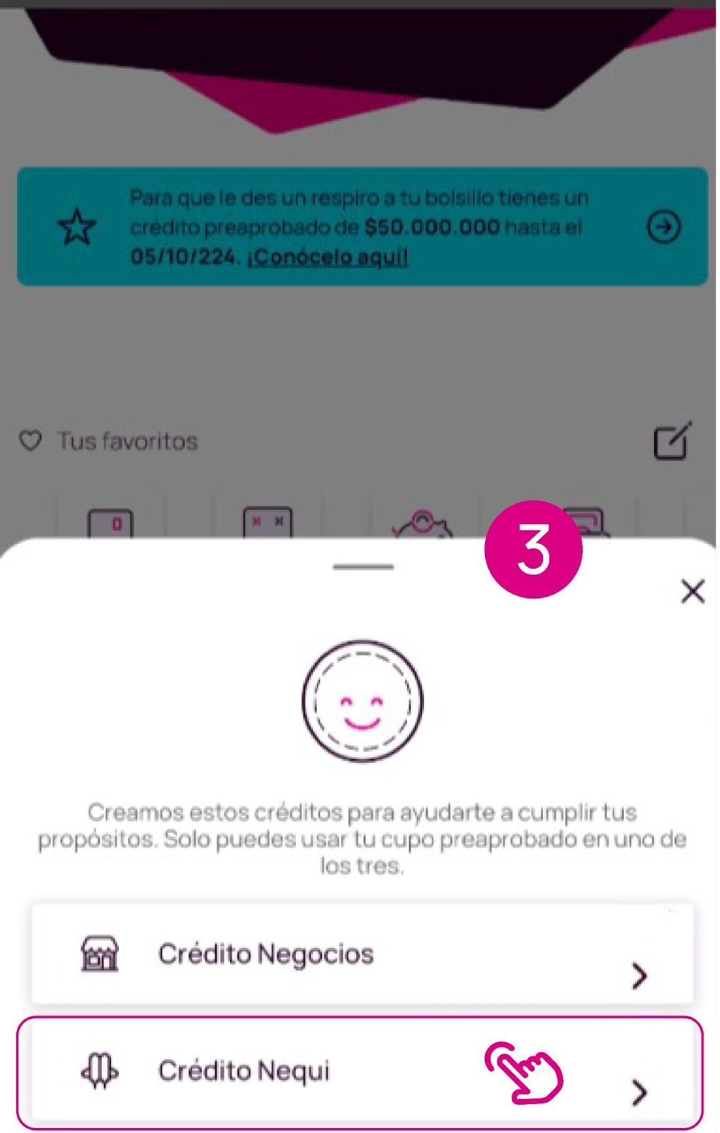Créditos en la app Nequi