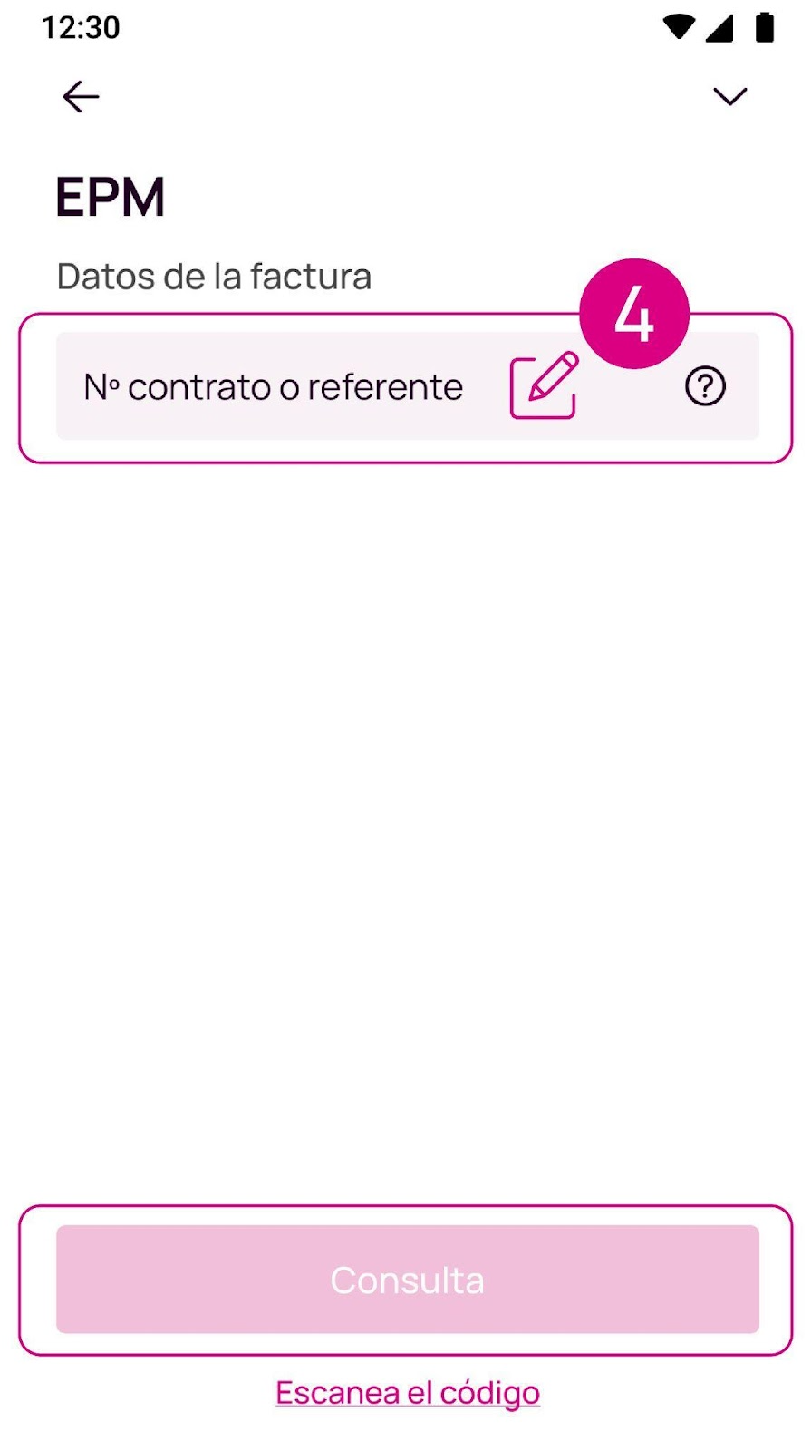 Pantalla de Contrato de EPM en Nequi