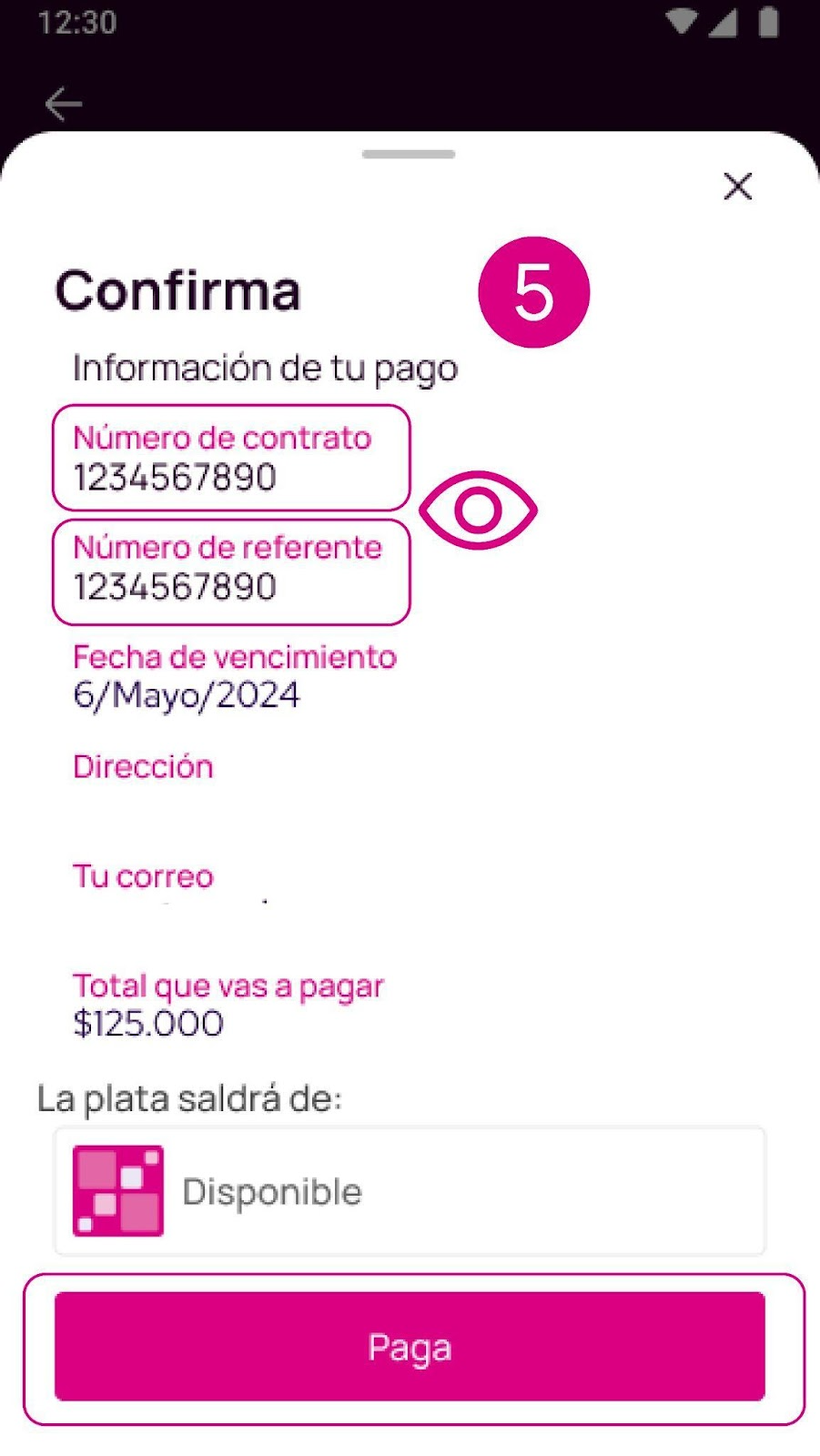 Pantalla de pago en la app Nequi