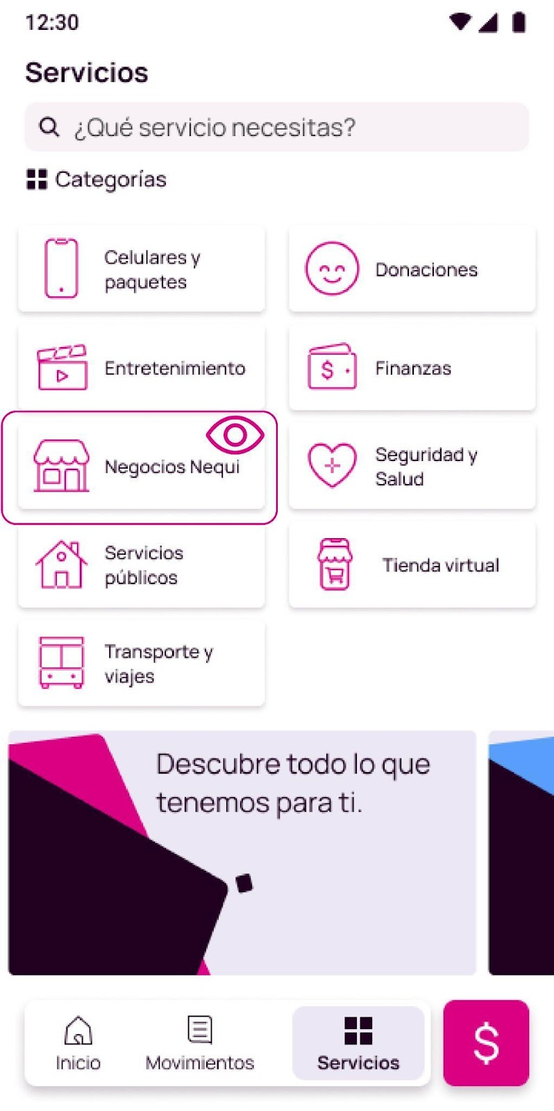 Pantallas Negocios Nequi