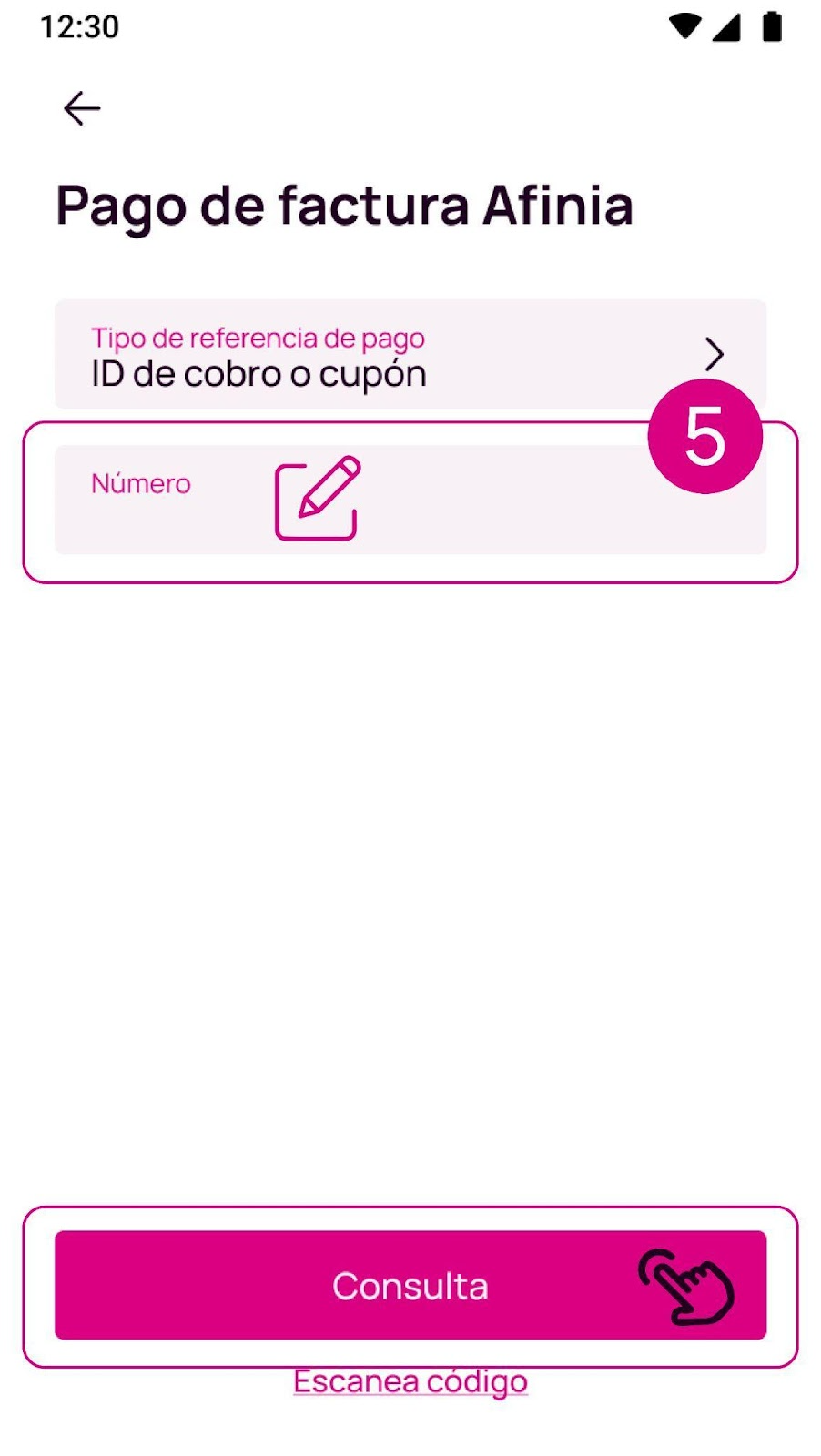 Pantalla referencia de pago en Nequi