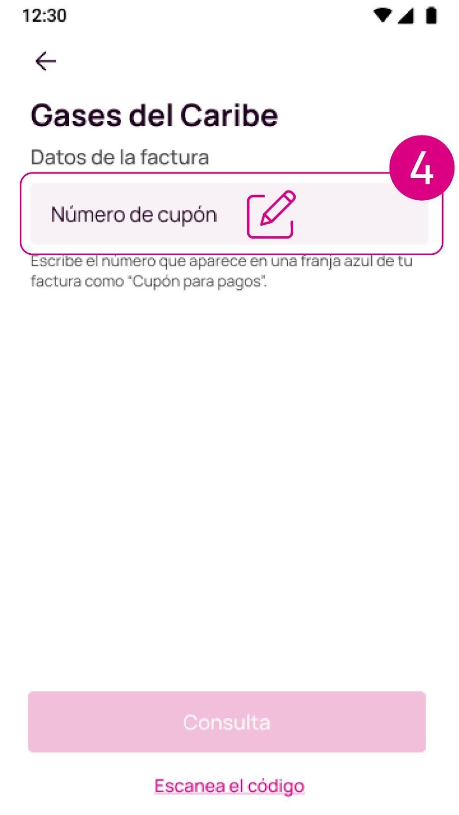 Pantalla Número de cupón en Nequi