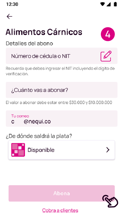 Pantalla completa los datos de la factura alimentos carnicos en la app Nequi