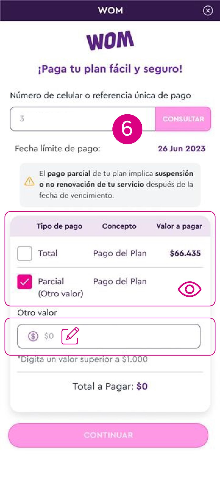 Pantalla de tipo de pago de la app Nequi