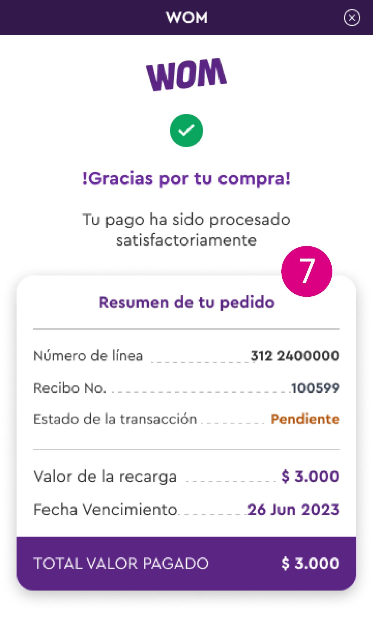 Pantalla el pago ha sido exitoso en la app Nequi