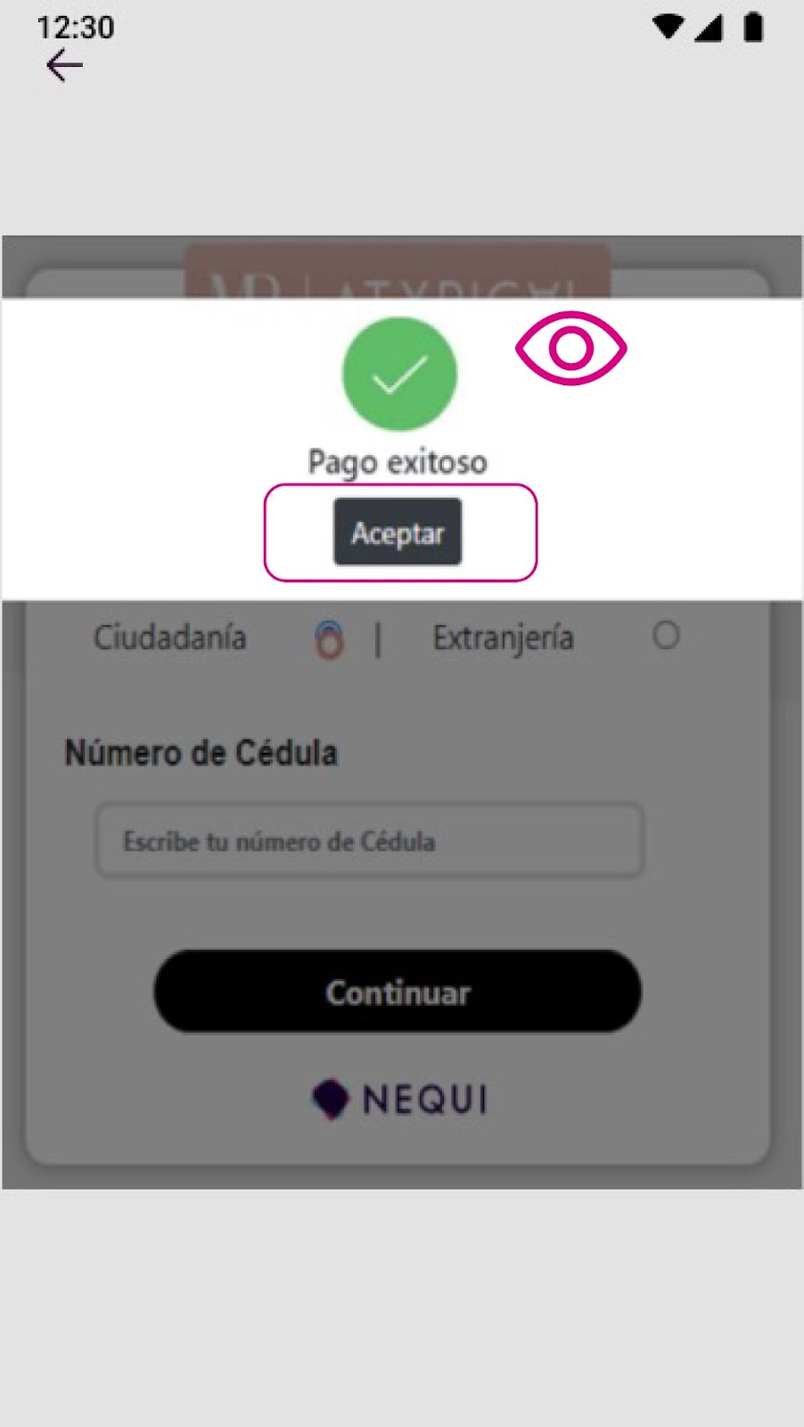 Pantalla del pago exitoso de la factura en Nequi