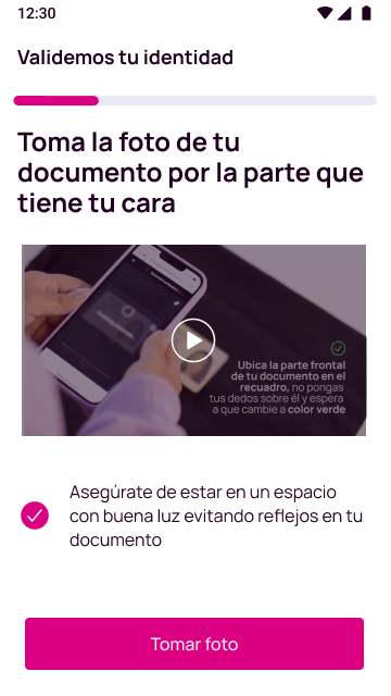 Toma la foto de tu documento por la parte de adelante en la app Nequi