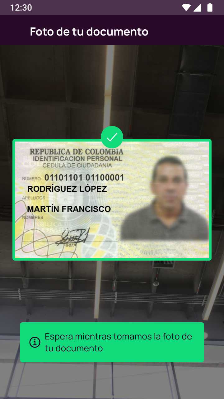 Todo listo para tomar la foto en Nequi