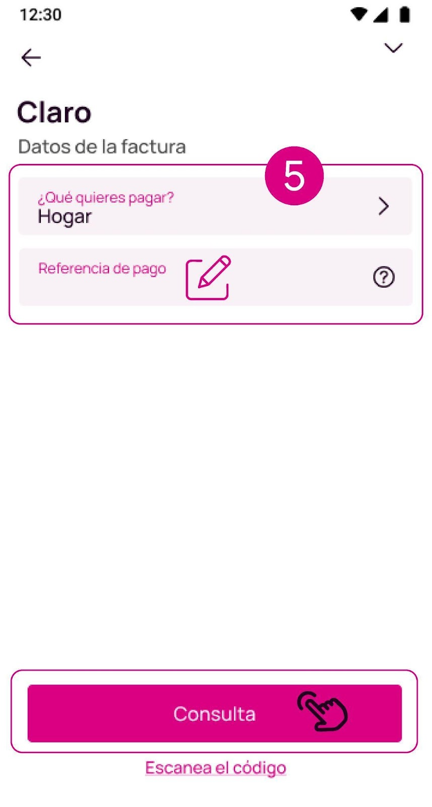 Pantalla referencia de pago de la app Nequi