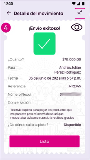 Detalle del movimiento en la app Nequi