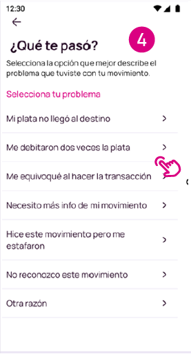 Pantalla de qué te paso en la app Nequi