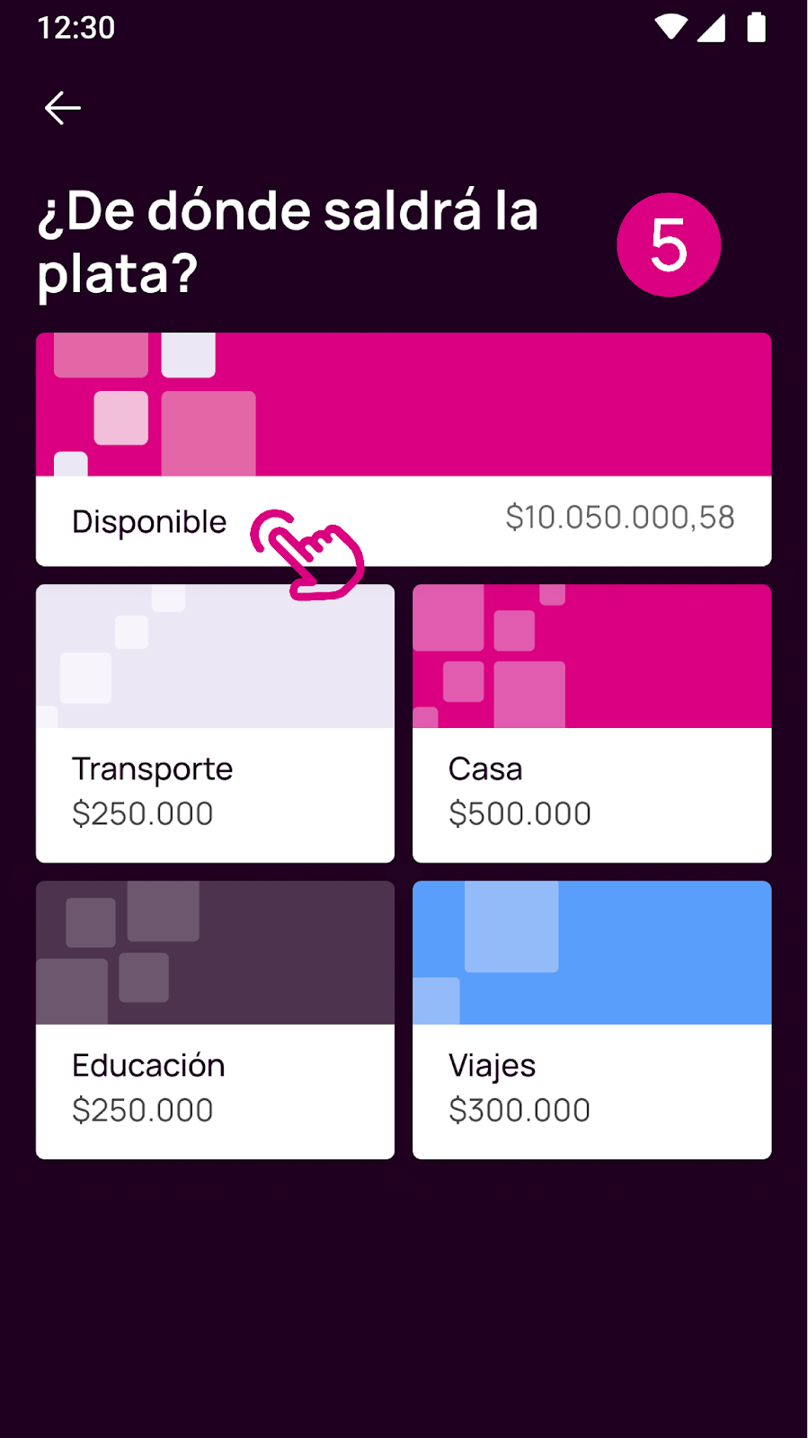 Pantalla de dónde saldrá la plata en Nequi