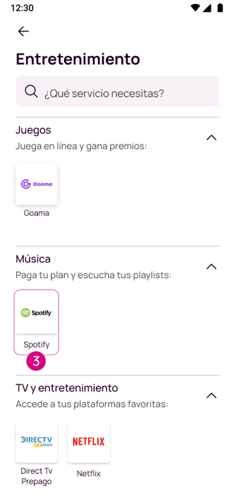 Pantalla de Spotify en Nequi