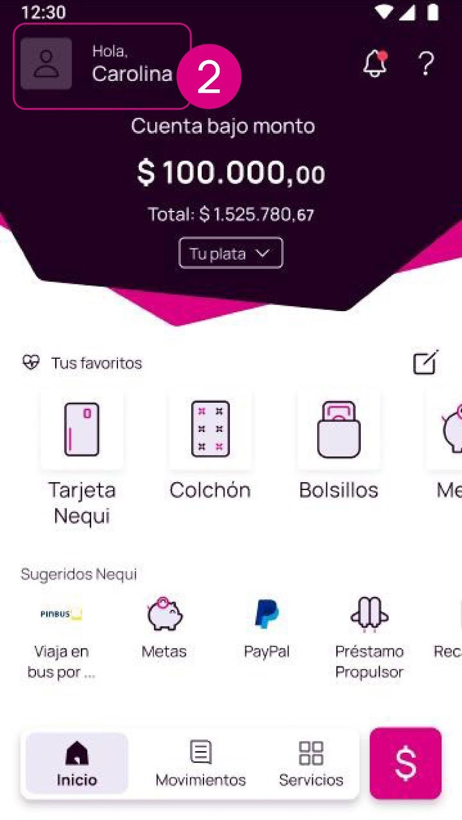 Pantalla de tu perfil en la app Nequi.