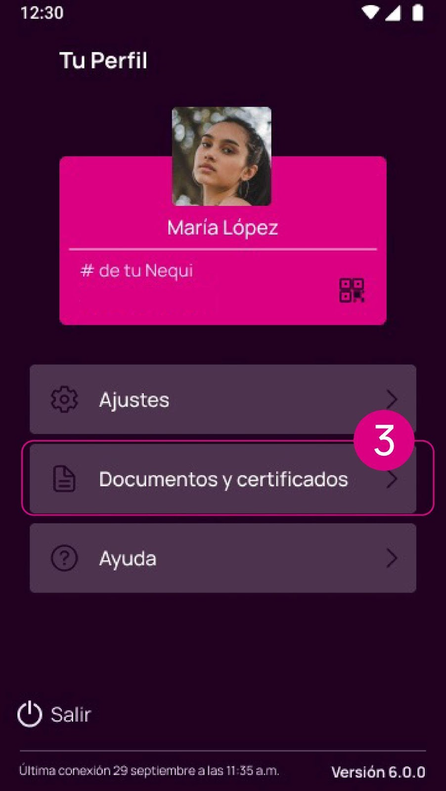 Pantalla de documentos y certificados en la app Nequi