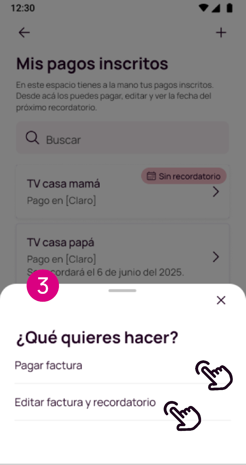 Qué quieres hacer con la factura en Nequi