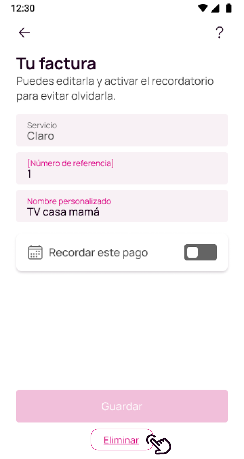Eliminar factura en Nequi